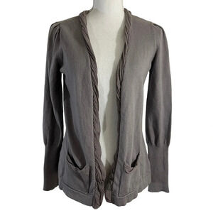 Anne Klein Gray Shrug Cardigan Sweater Size Small Long Sleeves Pockets Knit Top